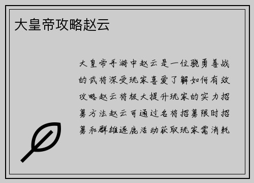 大皇帝攻略赵云